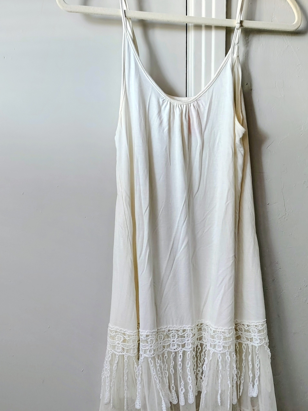 White Lace-Trim Slip Dress